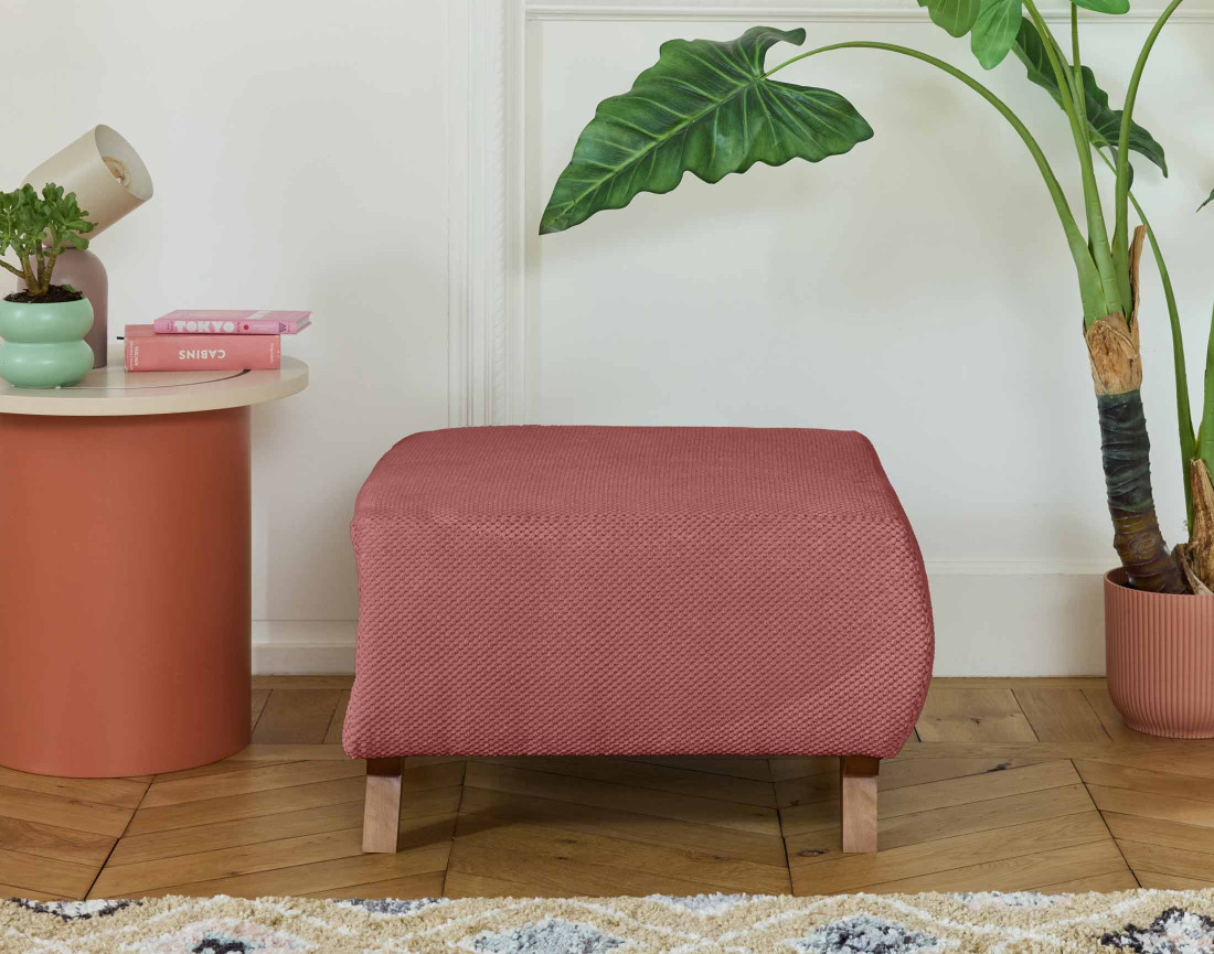 Pouf modulable 65 cm en velours texturé Cristal