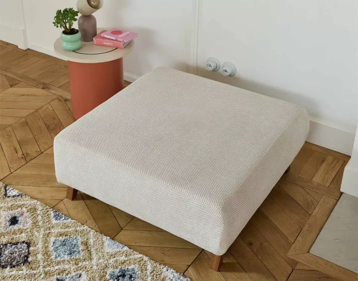 Pouf 95 cm en velours texturé Cristal