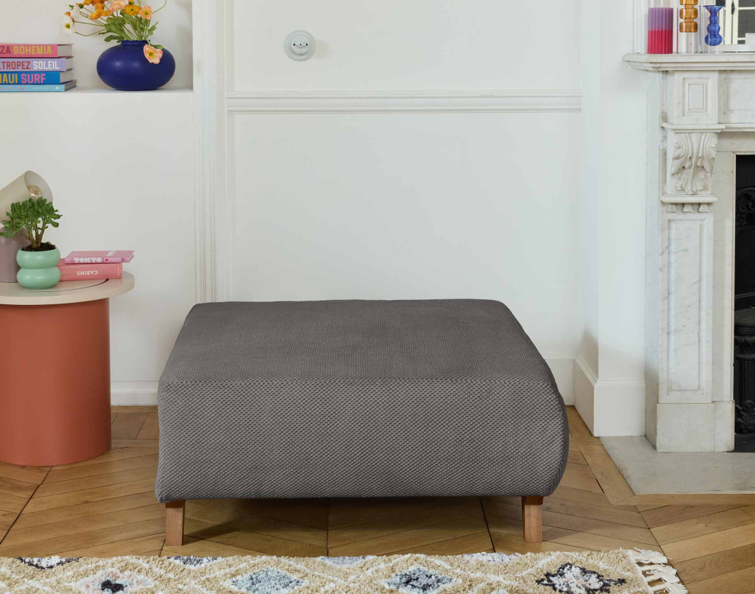 Pouf 95 cm en velours texturé Cristal