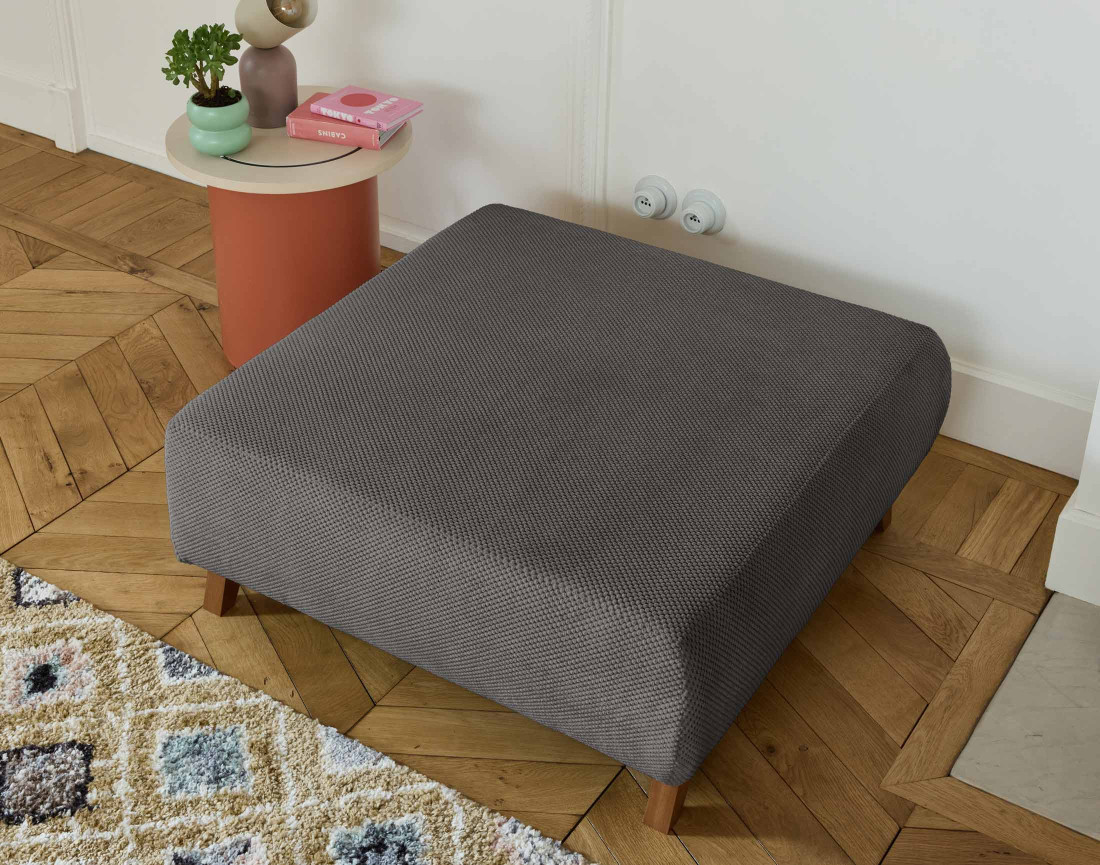 Pouf 95 cm en velours texturé Cristal