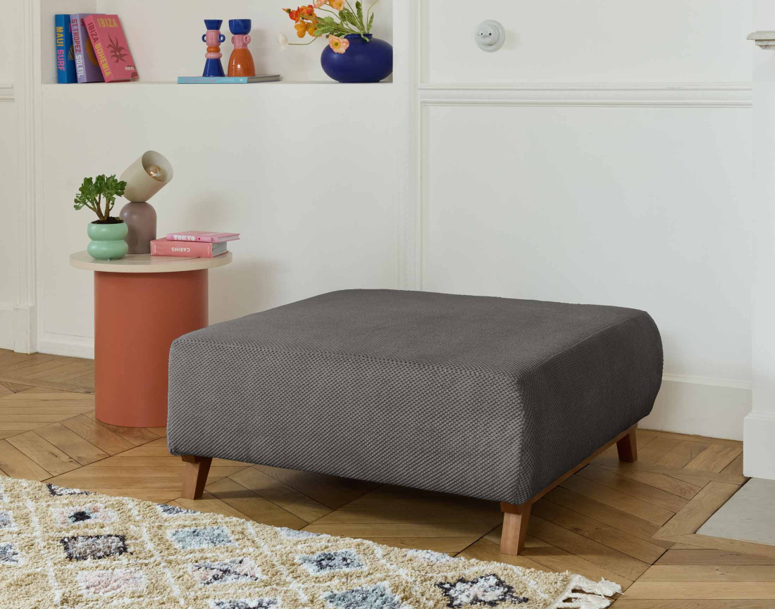 Pouf 95 cm en velours texturé Cristal