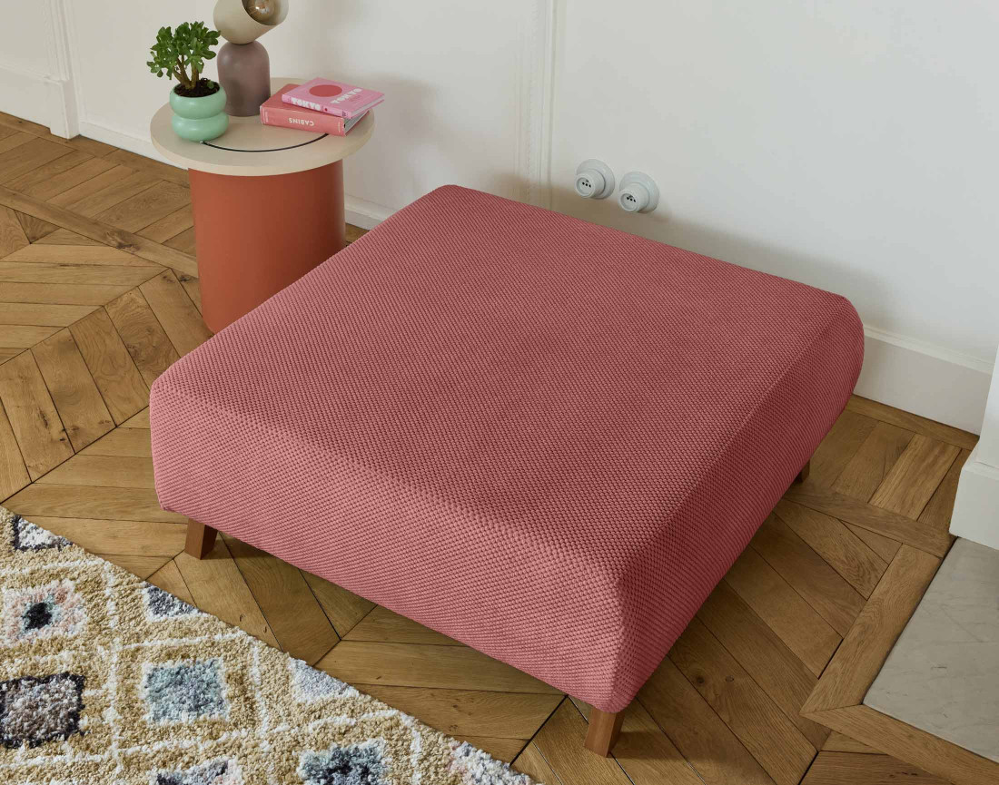 Pouf 95 cm en velours texturé Cristal