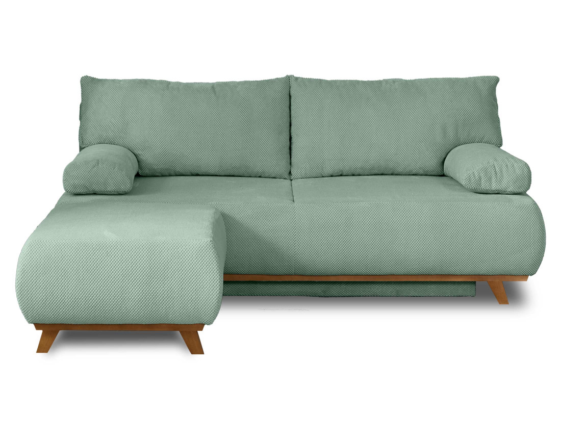 Canapé 3 places convertible avec coffre et pouf en velours texturé Cristal Canapé 3 places convertible avec coffre et pouf en velours texturé Cristal