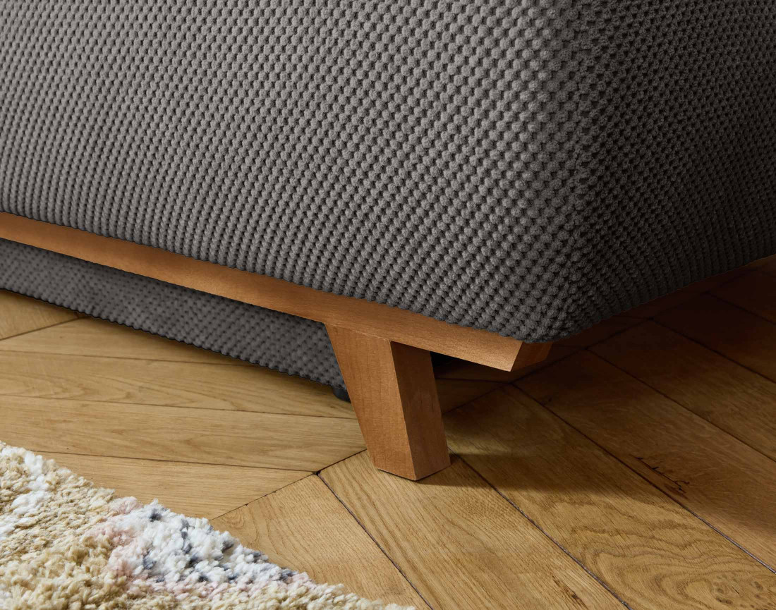 Canapé 3 places convertible avec coffre et pouf en velours texturé Cristal Canapé 3 places convertible avec coffre et pouf en velours texturé Cristal