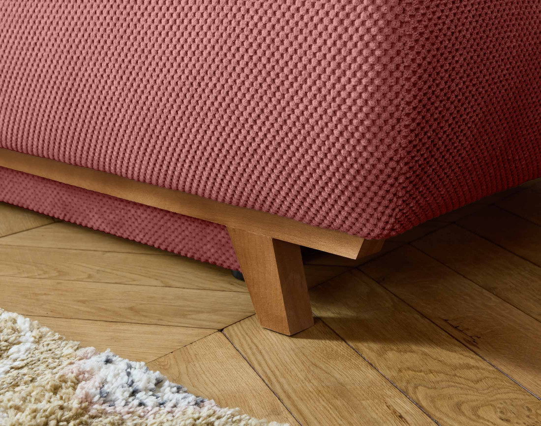 Canapé 3 places convertible avec coffre et pouf en velours texturé Cristal Canapé 3 places convertible avec coffre et pouf en velours texturé Cristal