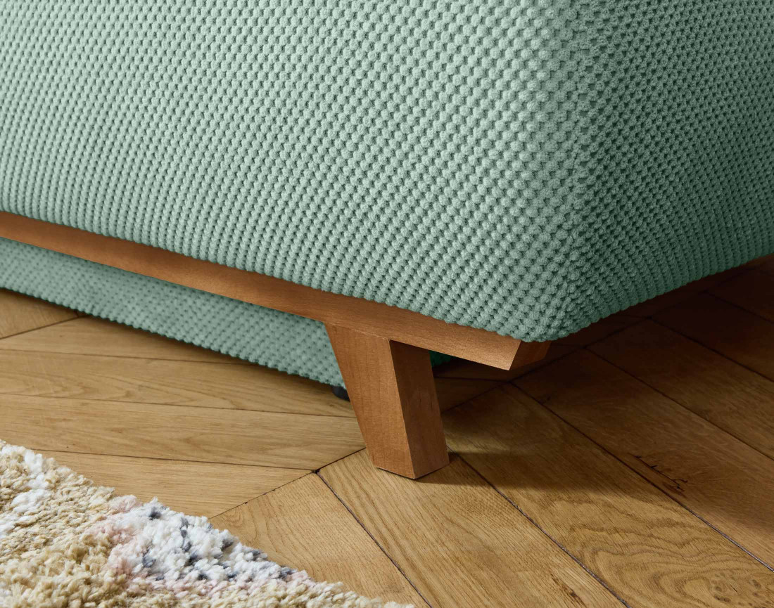 Fauteuil convertible avec coffre et grand pouf en velours texturé Cristal