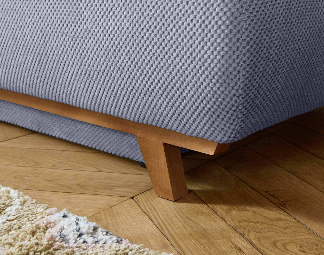 Fauteuil convertible avec coffre et grand pouf en velours texturé Cristal