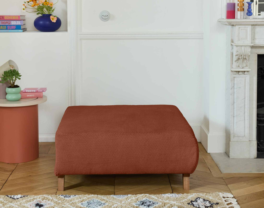 Fauteuil convertible avec coffre et grand pouf en velours texturé Cristal