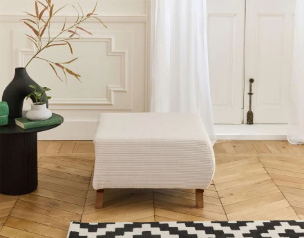 Pouf modulable 65 cm en velours côtelé Cristal