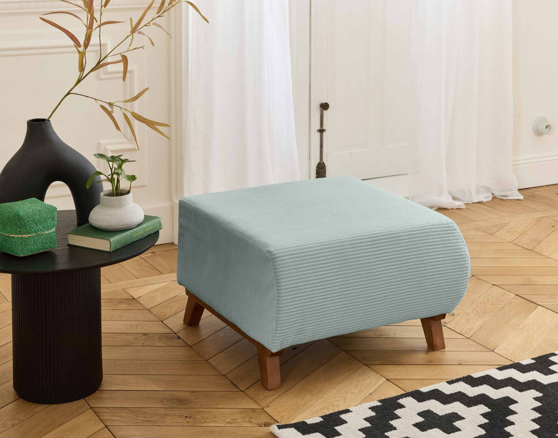 Pouf modulable 65 cm en velours côtelé Cristal