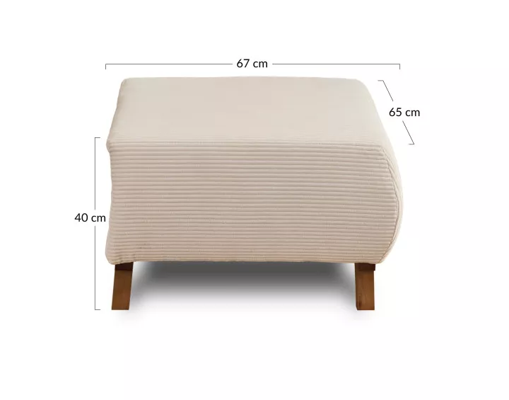 Pouf modulable 65 cm en velours côtelé Cristal