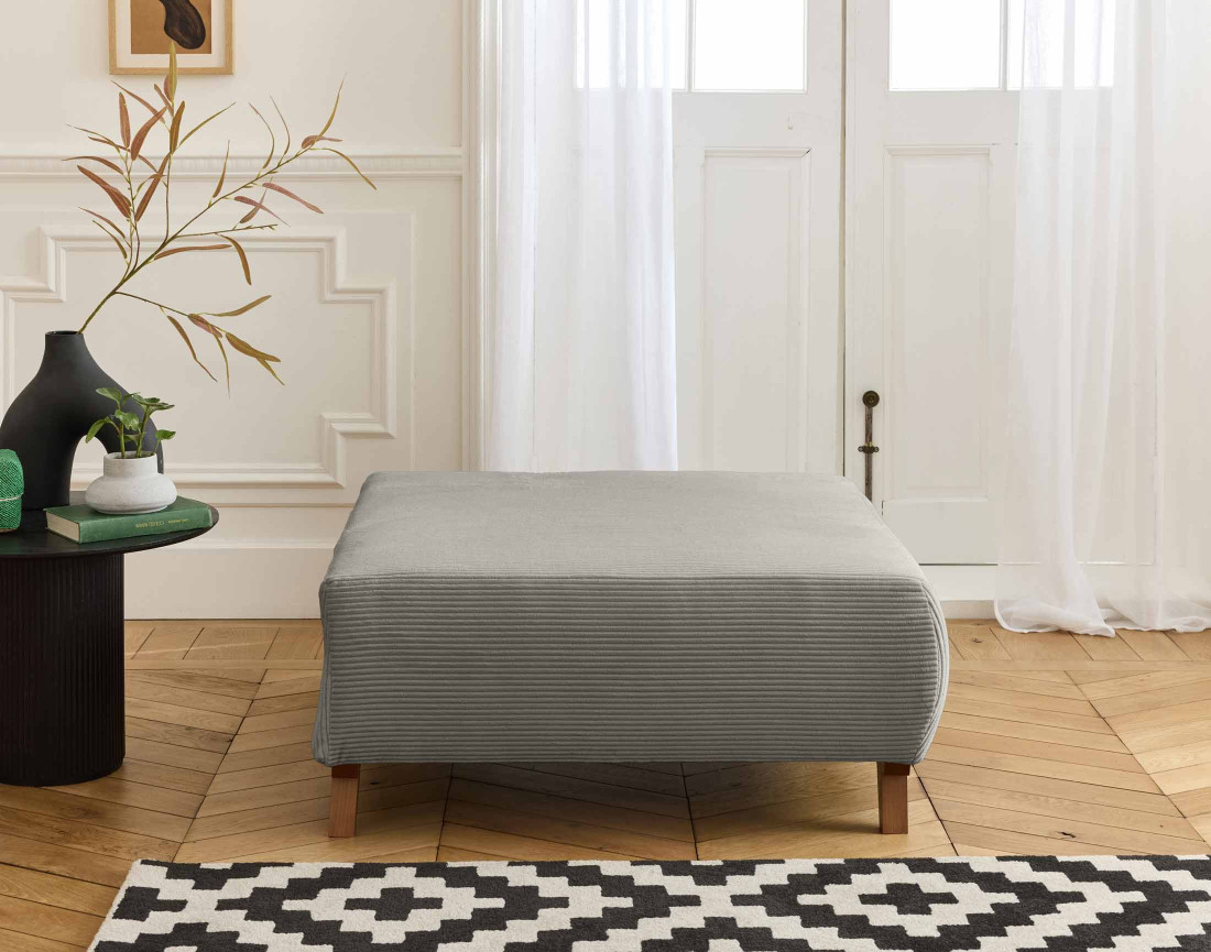 Pouf 95 cm en velours côtelé Cristal