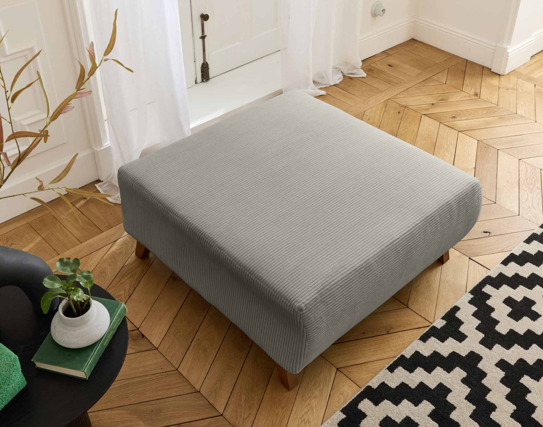 Pouf 95 cm en velours côtelé Cristal