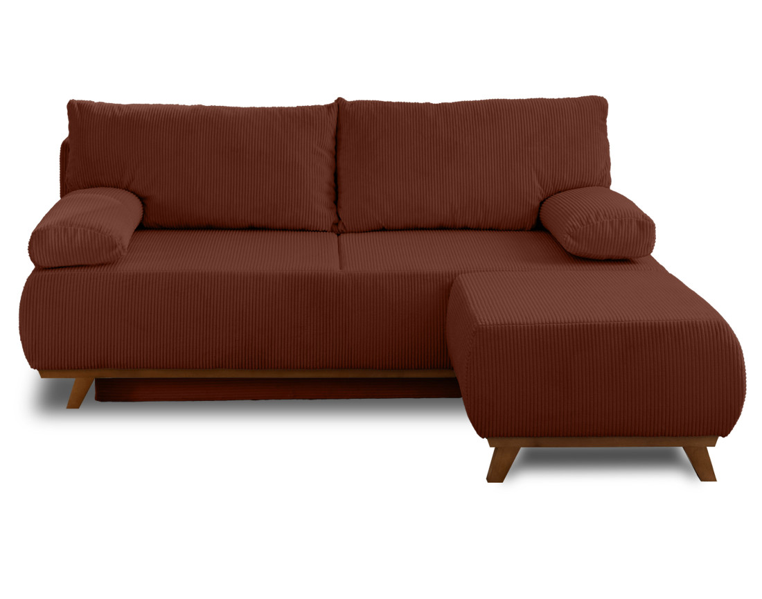 Canapé 3 places convertible avec coffre et pouf en velours côtelé Cristal Canapé 3 places convertible avec coffre et pouf en velours côtelé Cristal