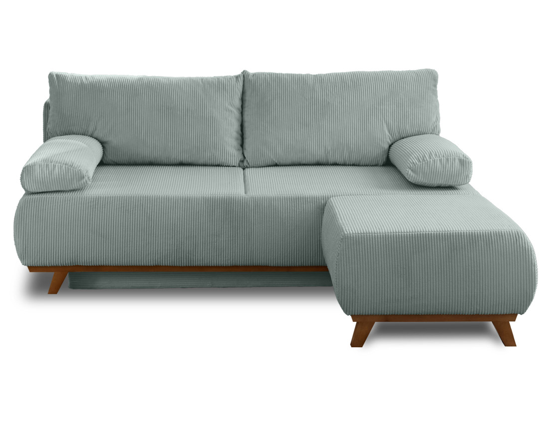 Canapé 3 places convertible avec coffre et pouf en velours côtelé Cristal