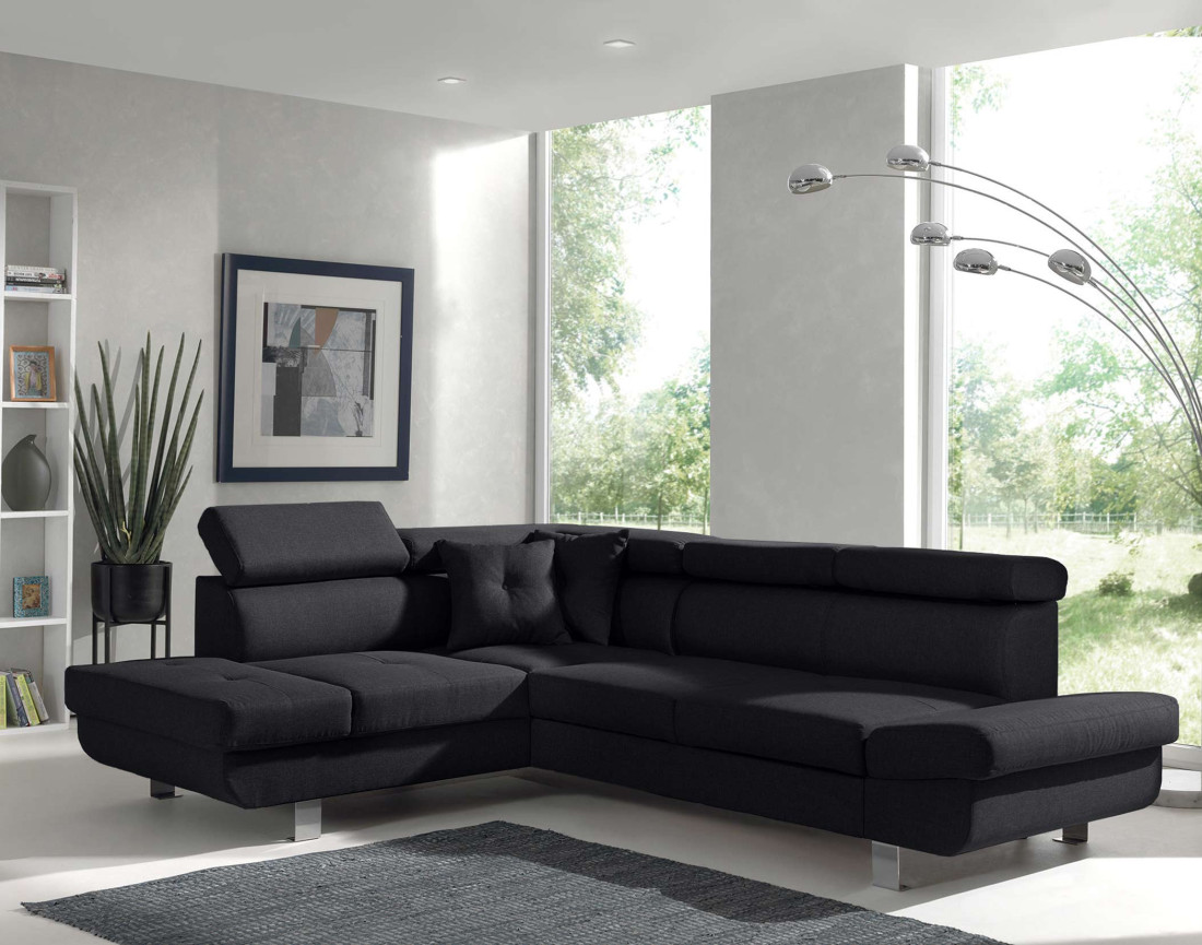 Lisbona – canapé d’angle gauche convertible avec têtières relevables