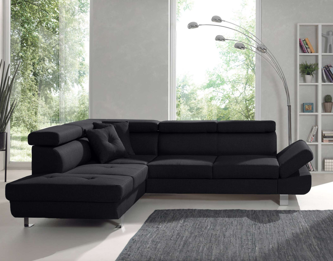 Lisbona – canapé d’angle gauche convertible avec têtières relevables