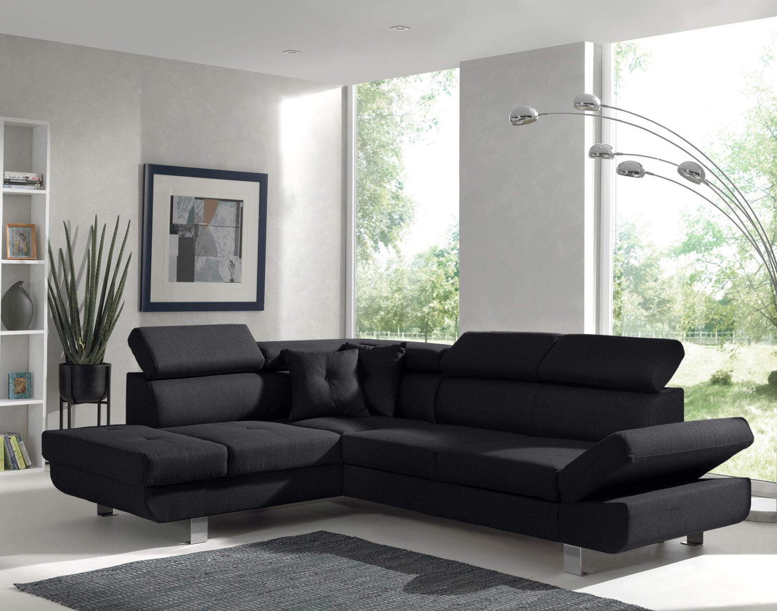 Lisbona – canapé d’angle gauche convertible avec têtières relevables