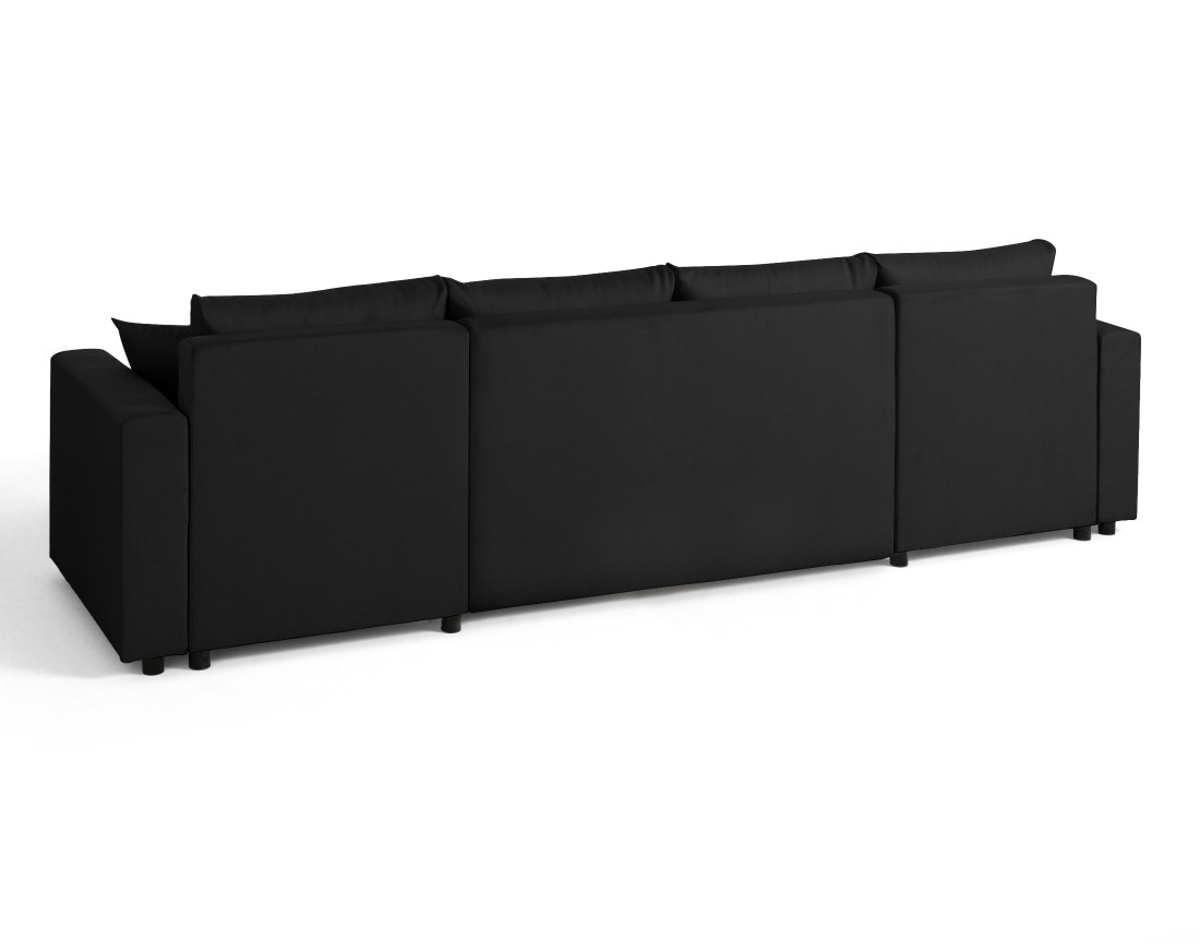 Canapé panoramique 7 places convertible avec coffre en tissu Regala
