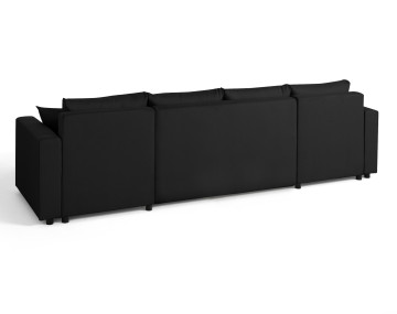 Canapé panoramique 7 places convertible avec coffre en tissu Regala