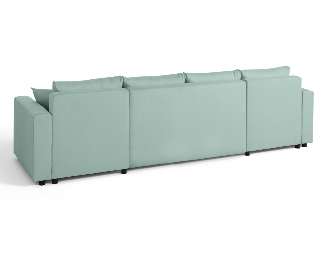 Canapé panoramique 7 places convertible avec coffre en tissu Regala