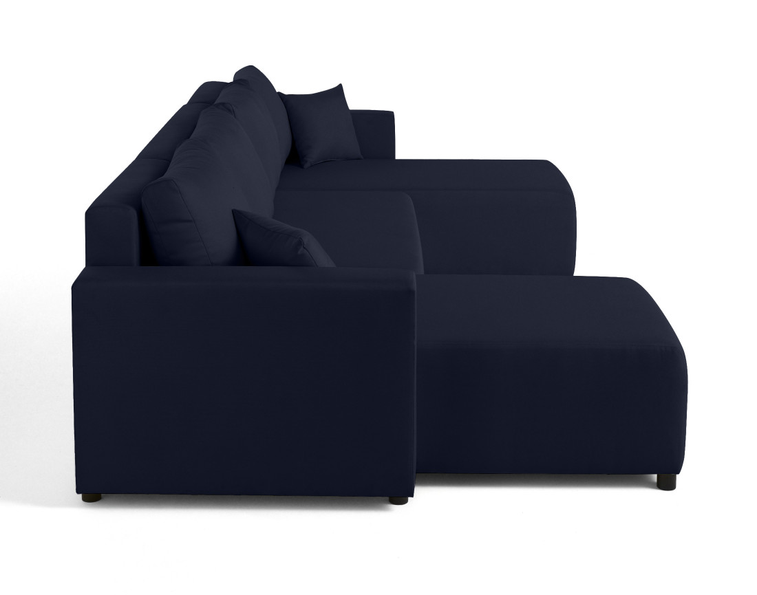 Canapé panoramique 7 places convertible avec coffre en tissu Regala