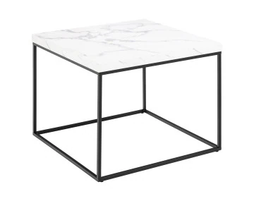 Table basse effet marbre blanc 60 cm Alamosa