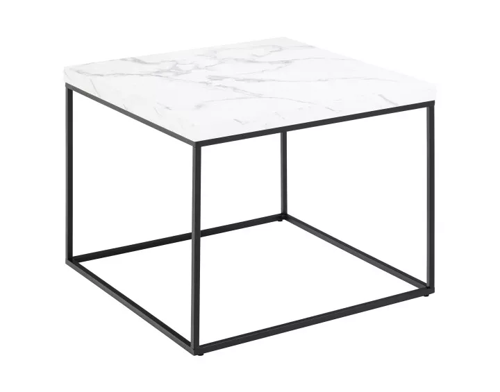 Table basse effet marbre blanc 60 cm Alamosa