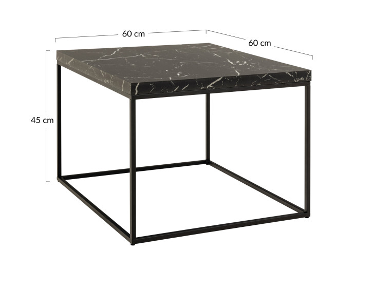 Table basse effet marbre noir 60 cm Alamosa