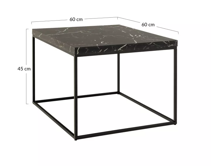 Table basse effet marbre noir 60 cm Alamosa