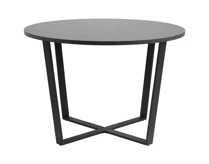 Table à manger ronde effet marbre noir 110 cm Aurora