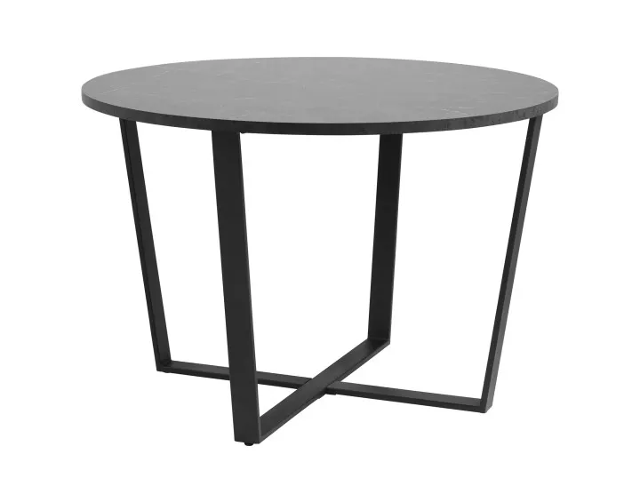 Table à manger ronde effet marbre noir 110 cm Aurora