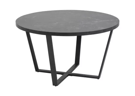 Table basse ronde effet marbre noir 77 cm Aurora