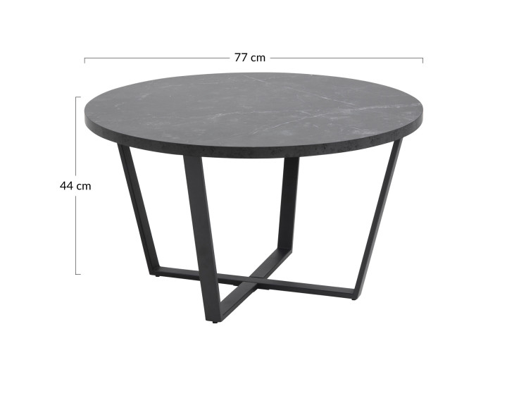 Table basse ronde effet marbre noir 77 cm Aurora