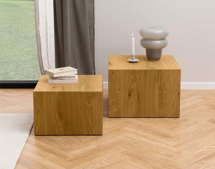 Lot de deux tables basses effet bois 58 et 50 cm Pueblo