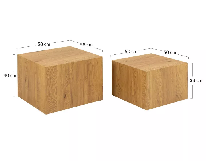 Lot de deux tables basses effet bois 58 et 50 cm Pueblo