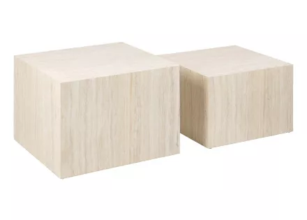 Lot de deux tables basses effet travertin 58 et 50 cm Pueblo