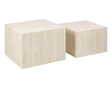 Lot de deux tables basses effet travertin 58 et 50 cm Pueblo