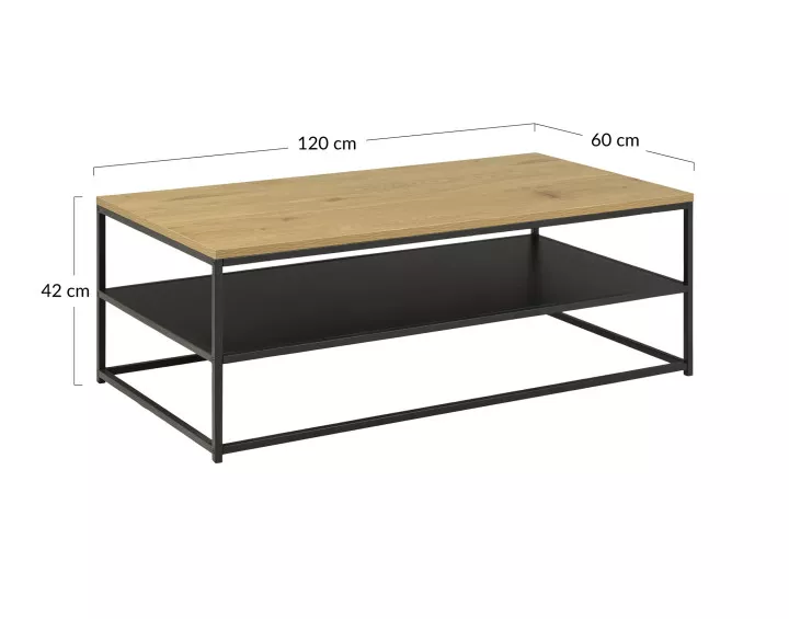 Table basse en bois et métal noir 120 cm Salida