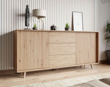 Buffet bois 3 tiroirs et 2 portes 180cm Diego
