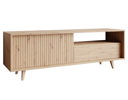 Meuble TV bois 2 portes et 1 niche 152cm Diego