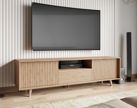 Meuble TV bois 2 portes et 1 niche 180cm Diego