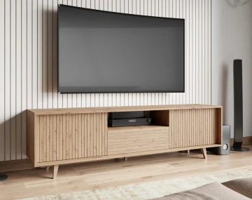 Meuble TV bois 2 portes et 1 niche 180cm Diego