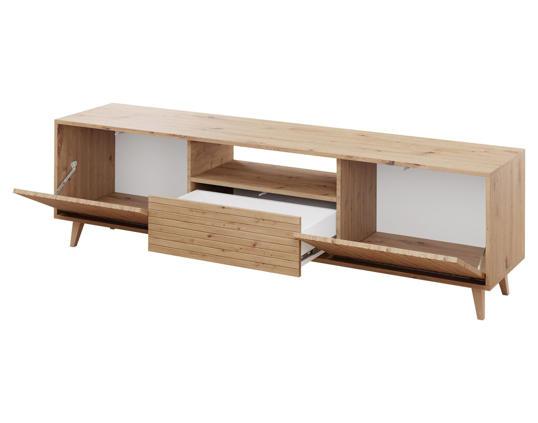 Meuble TV bois 2 portes et 1 niche 180cm Diego