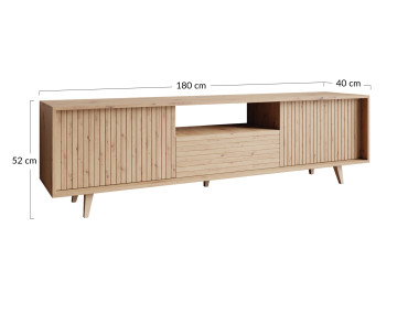 Meuble TV bois 2 portes et 1 niche 180cm Diego