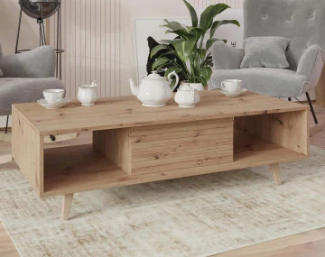 Table basse bois 2 niches 120cm Diego