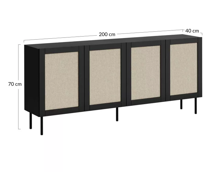 Buffet bois et jute 200cm Jose