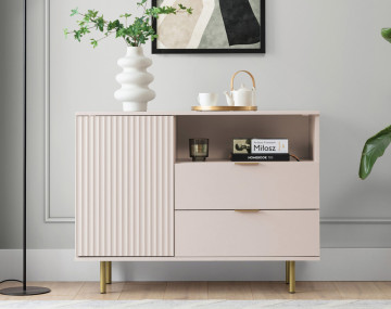 Buffet beige 2 tiroirs, 1 porte et 1 niche 107cm Monica