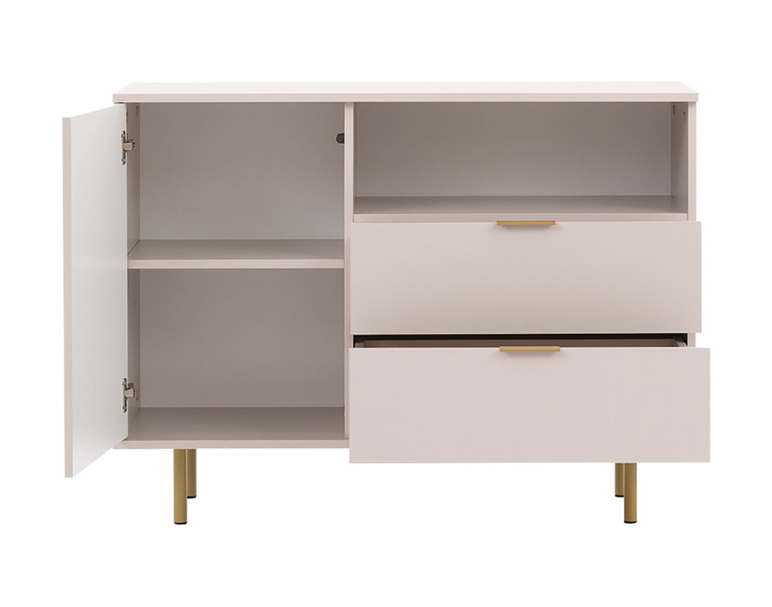 Buffet beige 2 tiroirs, 1 porte et 1 niche 107cm Monica