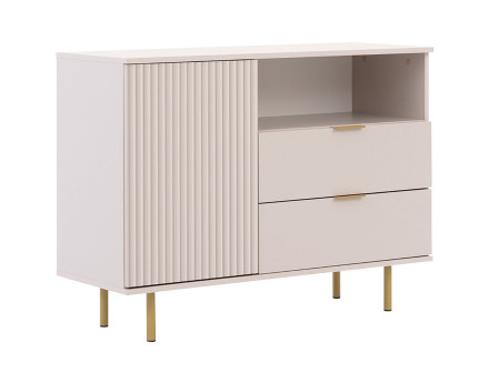 Buffet beige 2 tiroirs, 1 porte et 1 niche 107cm Monica